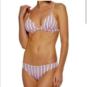 Onia Rainbow Stripes 2 Piece Swim Suit Size‎ XS Adjustable Straps Bikini Summer